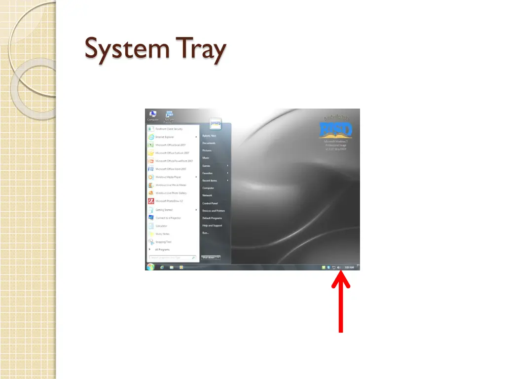 system tray