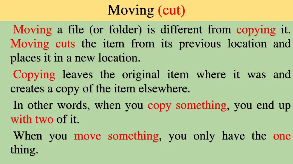 moving cut