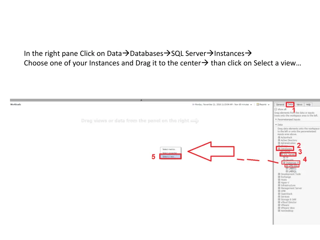 in the right pane click on data databases