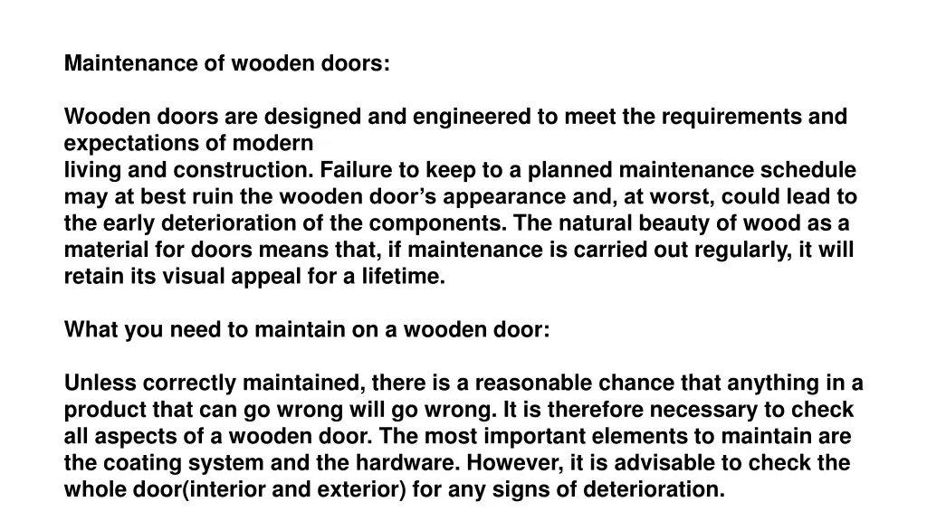 maintenance of wooden doors