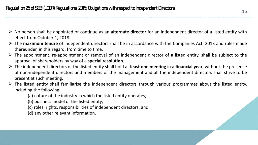 regulation 25 of se b i l od r regulations 2015