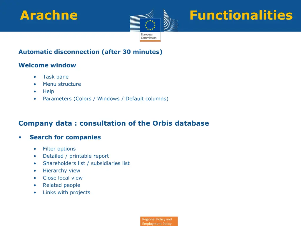 arachne functionalities