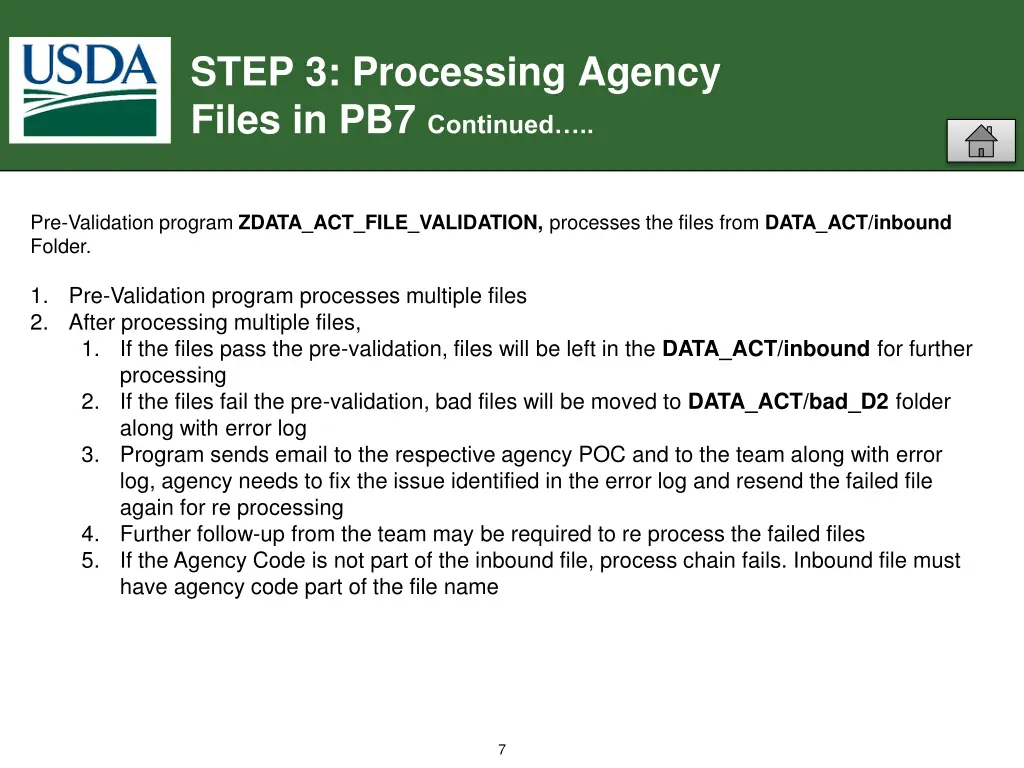 step 3 processing agency files in pb7 continued