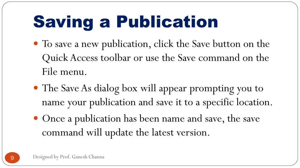 saving a publication to save a new publication