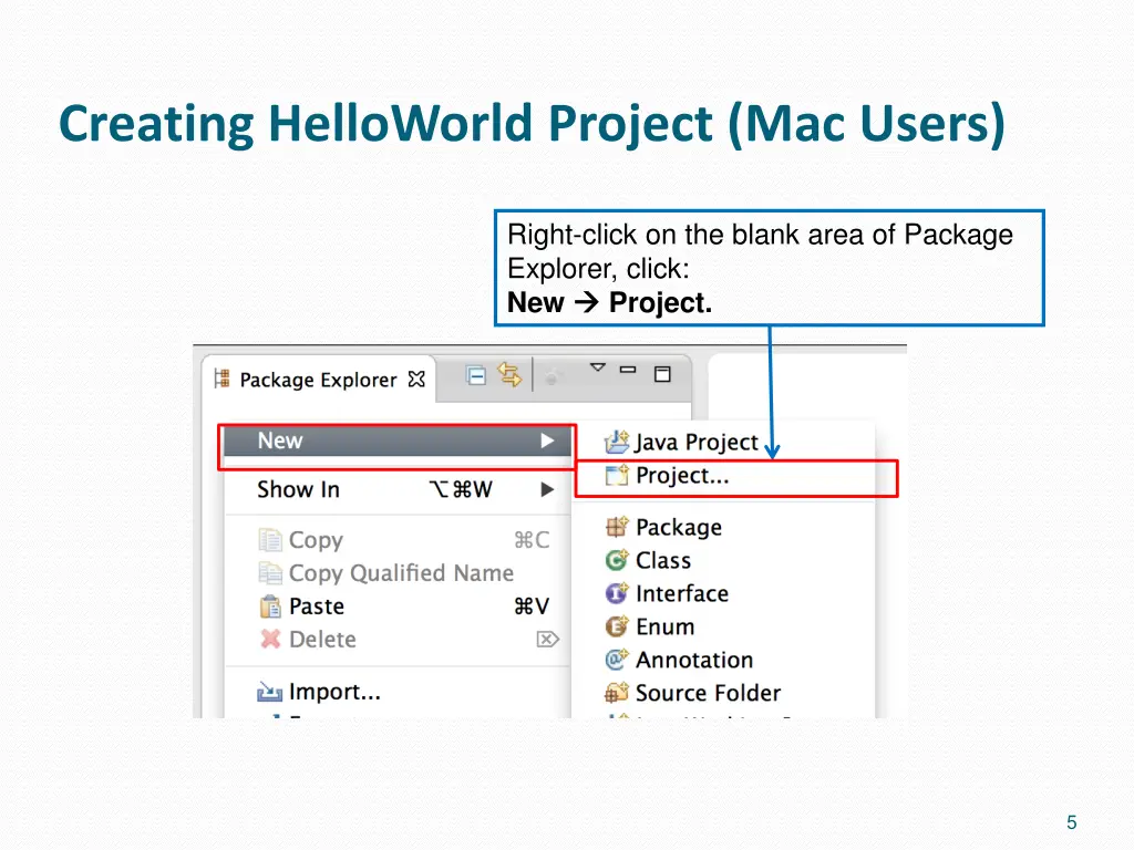 creating helloworld project mac users