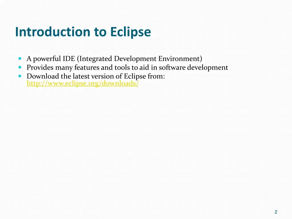 introduction to eclipse