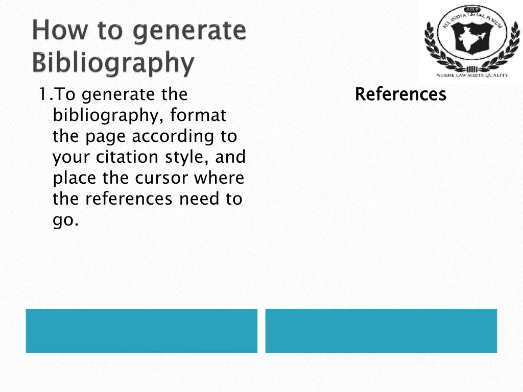 1 to generate the bibliography format the page