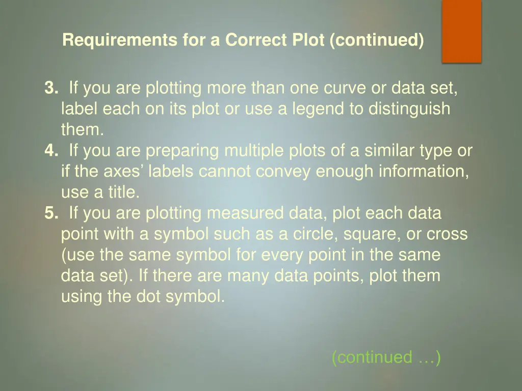 requirements for a correct plot continued