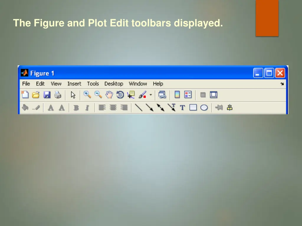 the figure and plot edit toolbars displayed