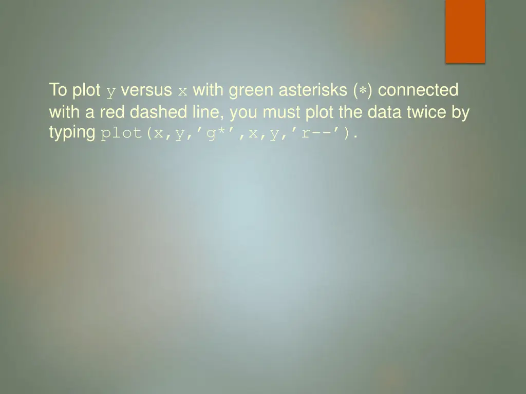 to plot y versus x with green asterisks connected