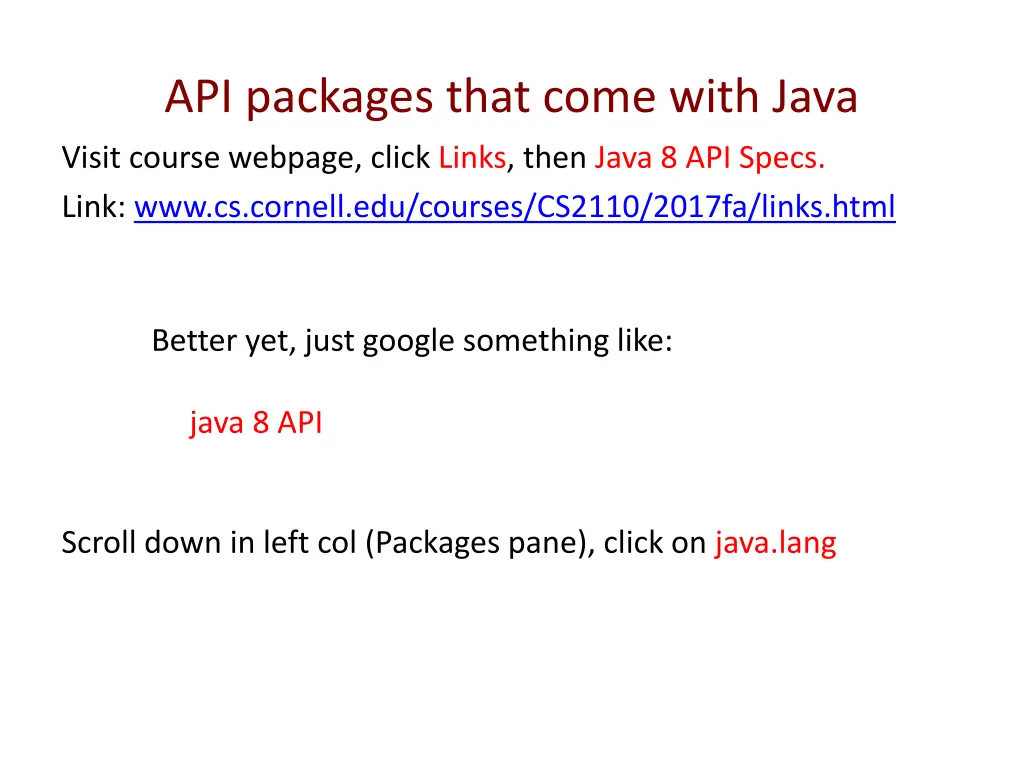 api packages that come with java