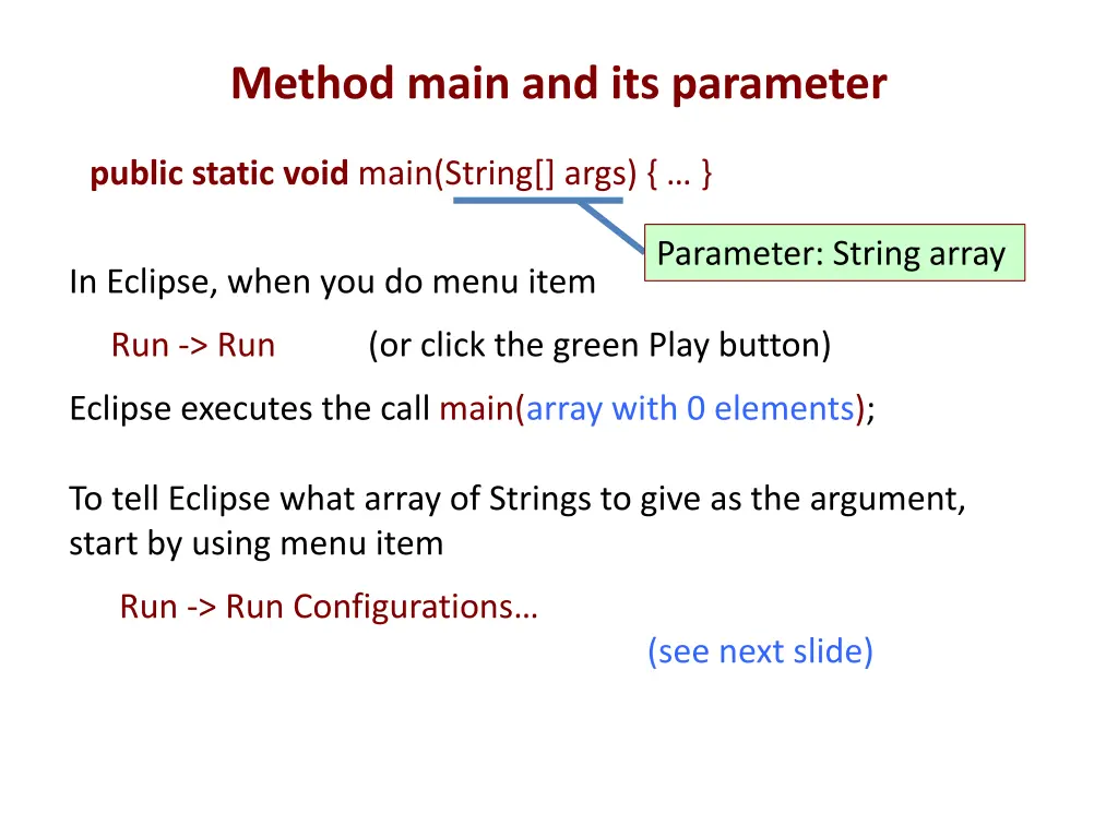 method main and its parameter