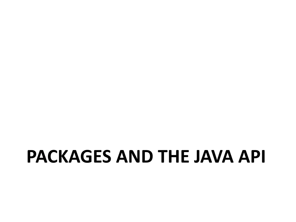 packages and the java api