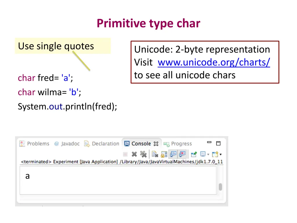 primitive type char