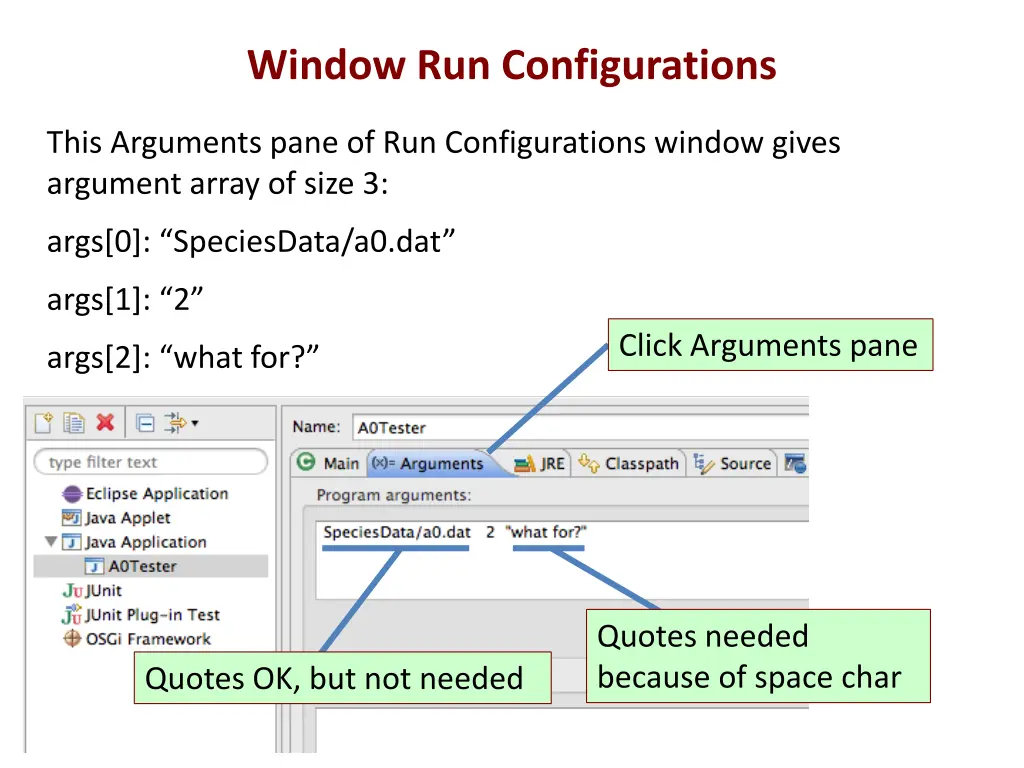 window run configurations