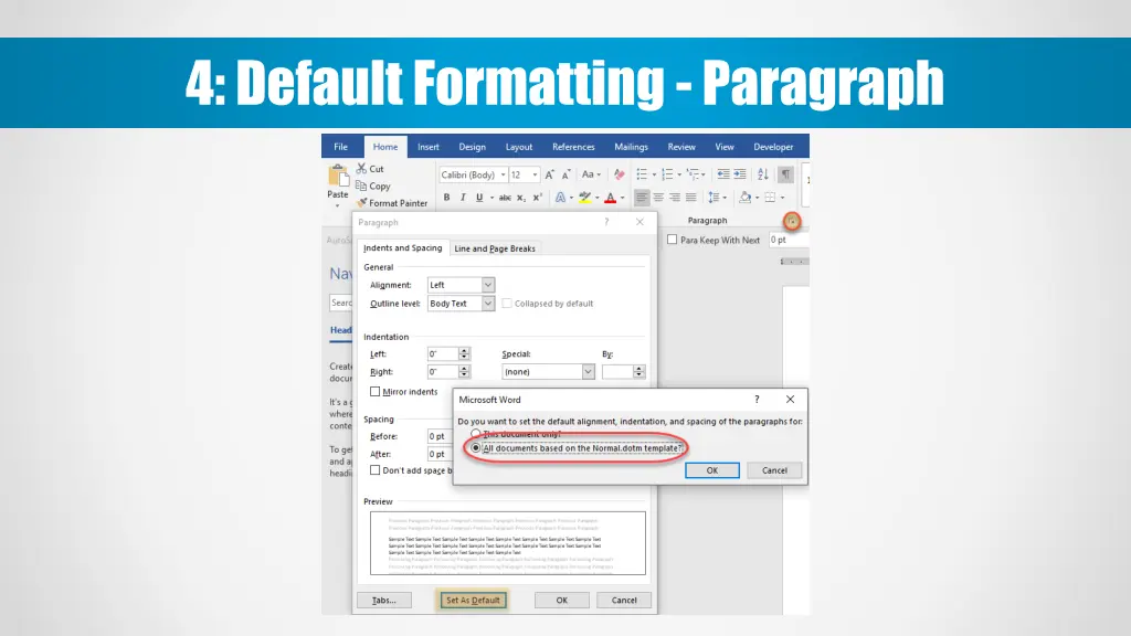 4 default formatting paragraph