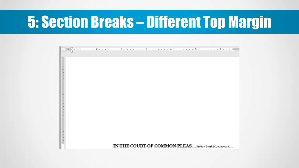 5 section breaks different top margin