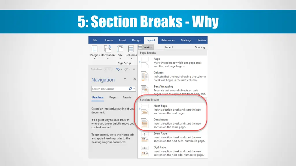 5 section breaks why