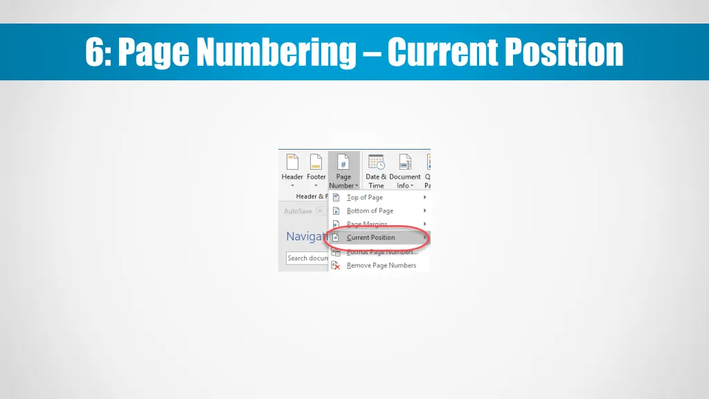 6 page numbering current position