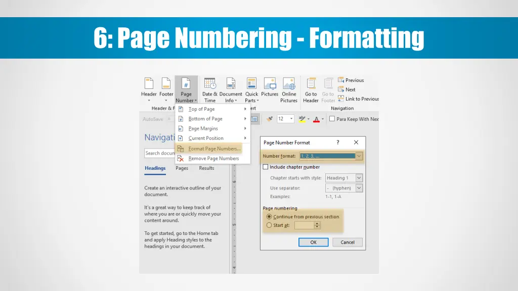6 page numbering formatting