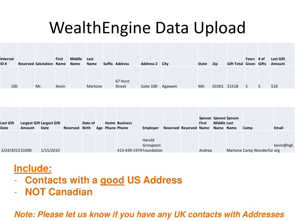 wealthengine data upload