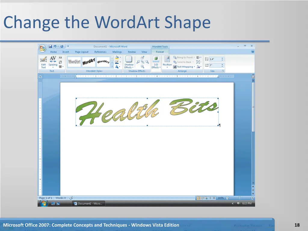 change the wordart shape 1