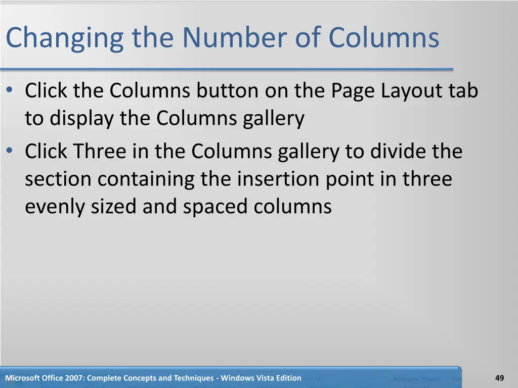 changing the number of columns