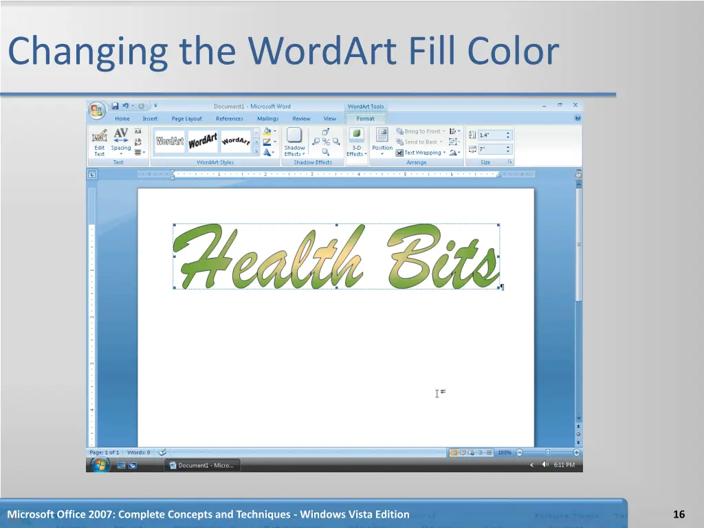 changing the wordart fill color 2