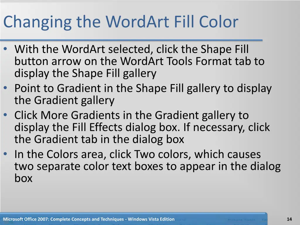 changing the wordart fill color