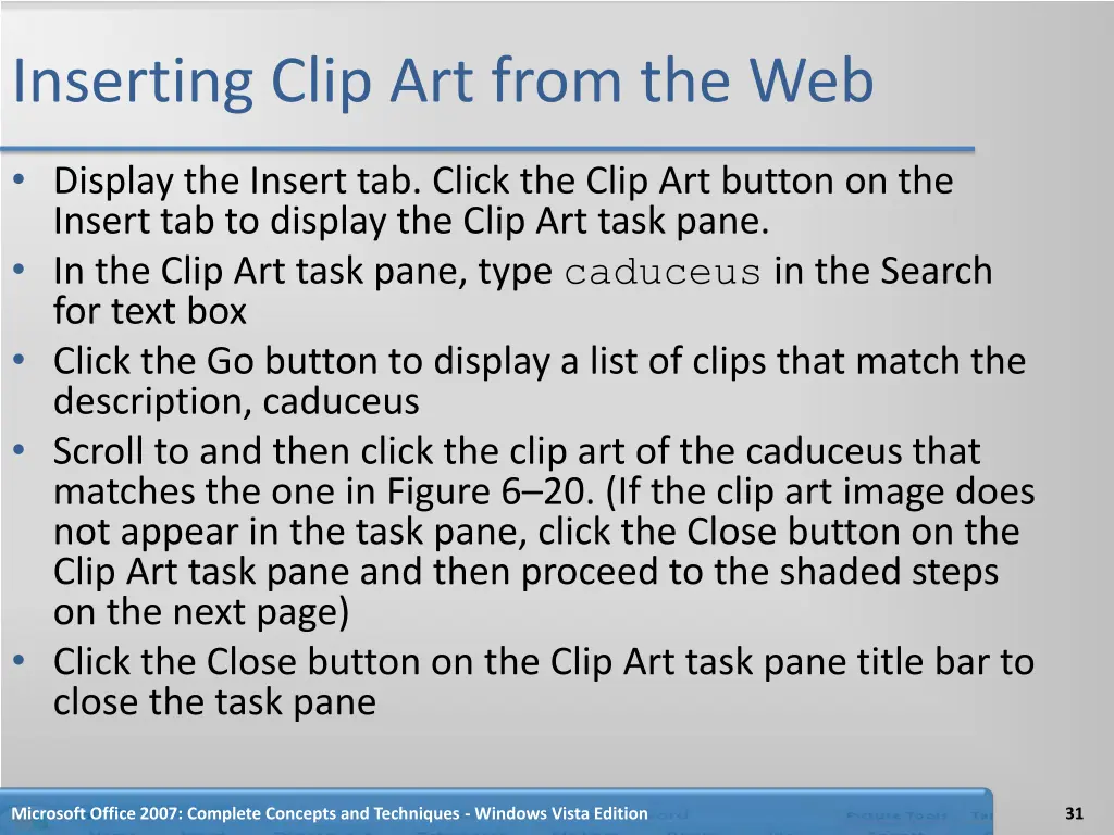 inserting clip art from the web