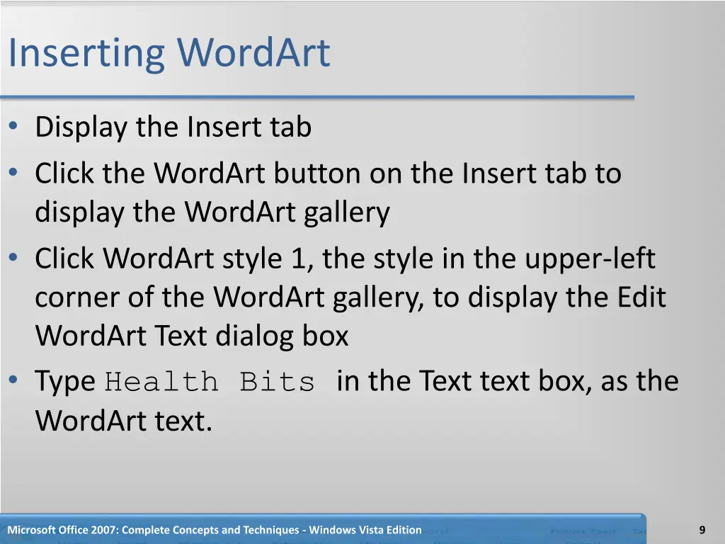 inserting wordart