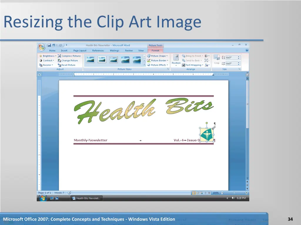 resizing the clip art image 1