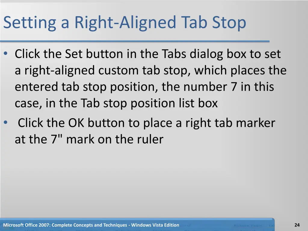 setting a right aligned tab stop 1