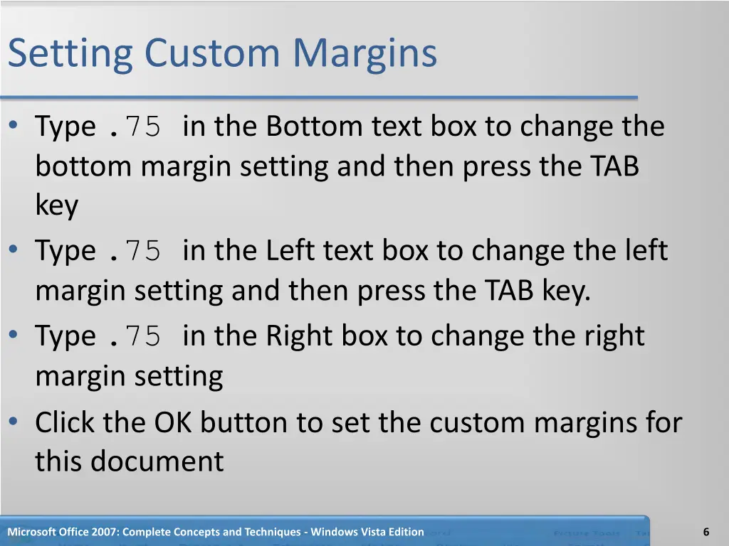 setting custom margins 1