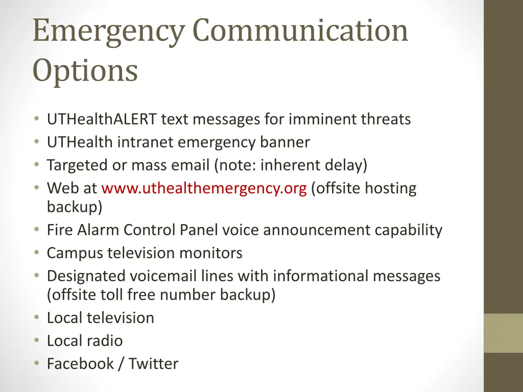 emergency communication options