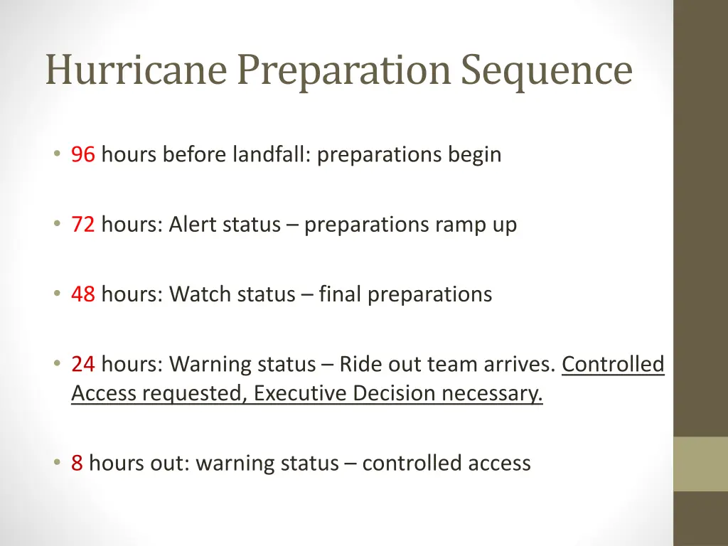 hurricane preparation sequence