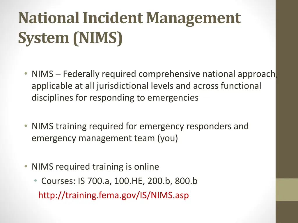 national incident management system nims