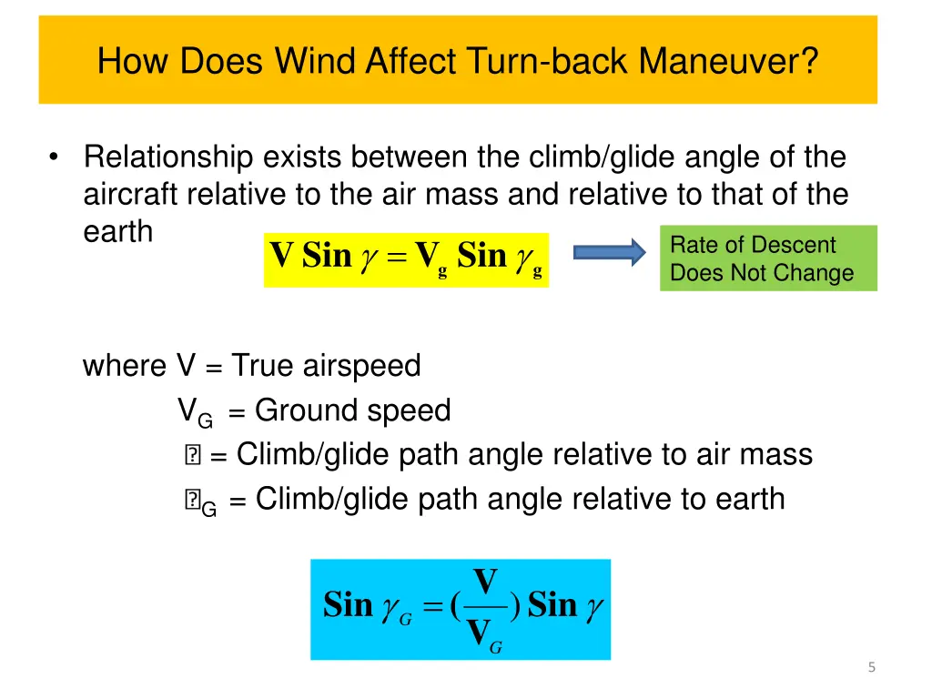 how does wind affect turn back maneuver