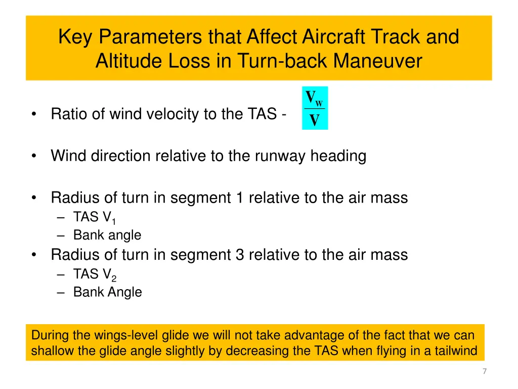 key parameters that affect aircraft track