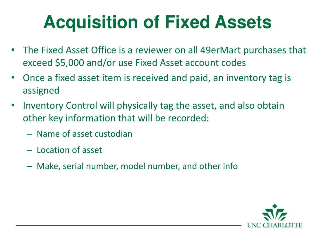 acquisition of fixed assets