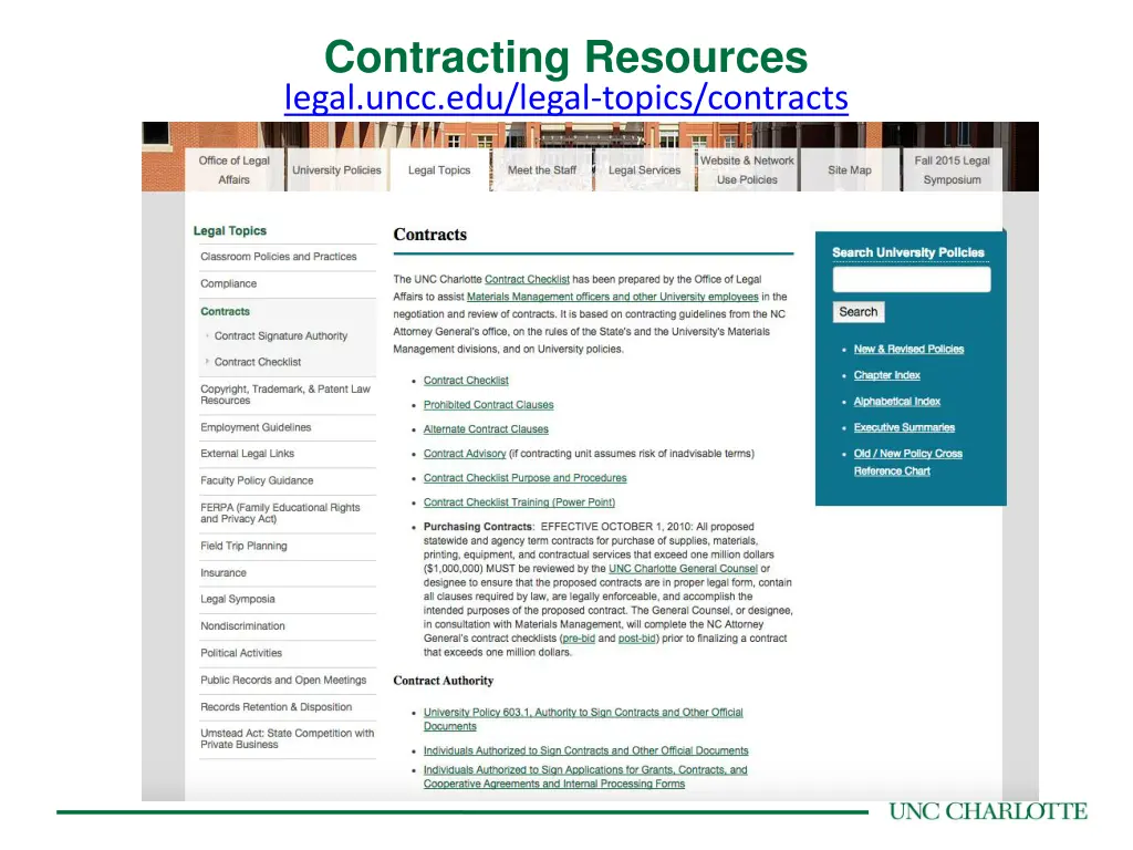 contracting resources legal uncc edu legal topics