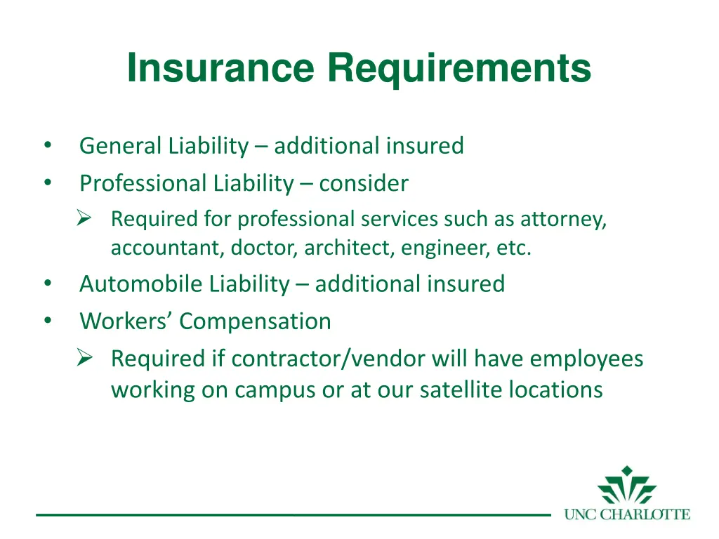 insurance requirements