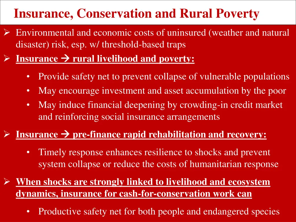 insurance conservation and rural poverty