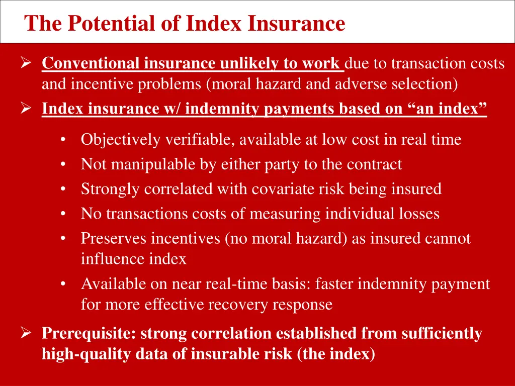 the potential of index insurance