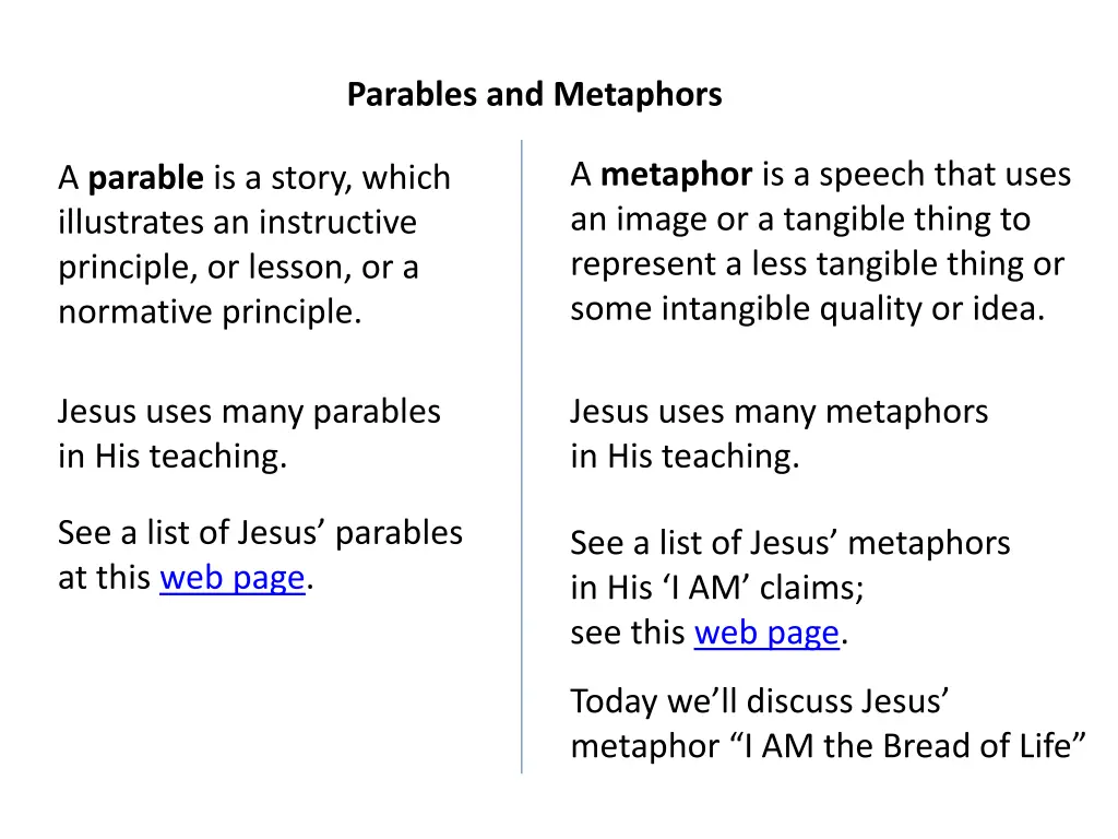 parables and metaphors