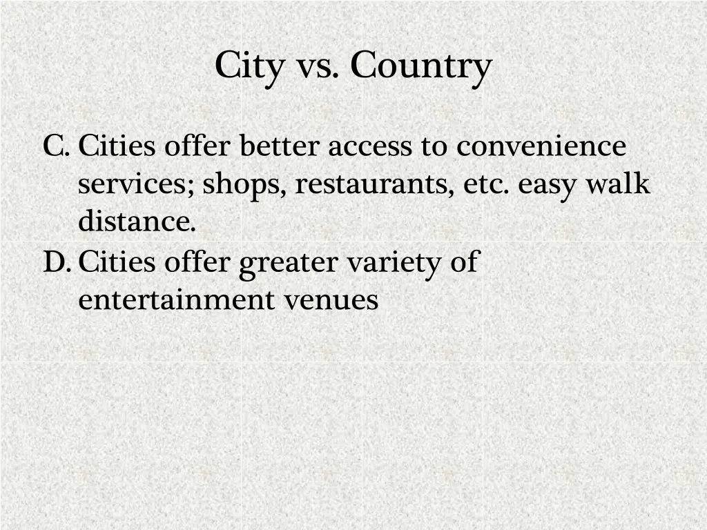 city vs country 1