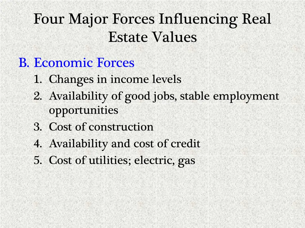 four major forces influencing real estate values 1