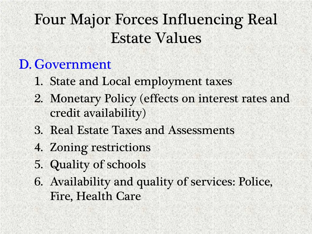 four major forces influencing real estate values 3