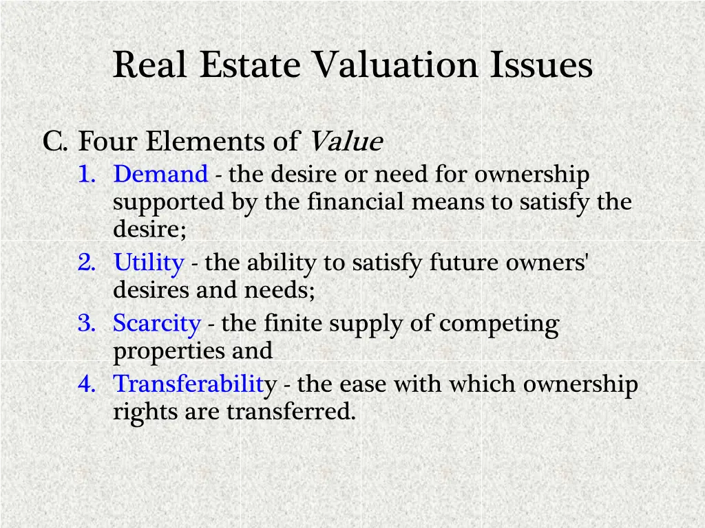 real estate valuation issues 1