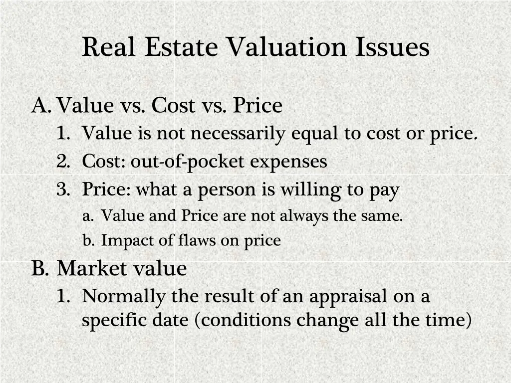 real estate valuation issues 2